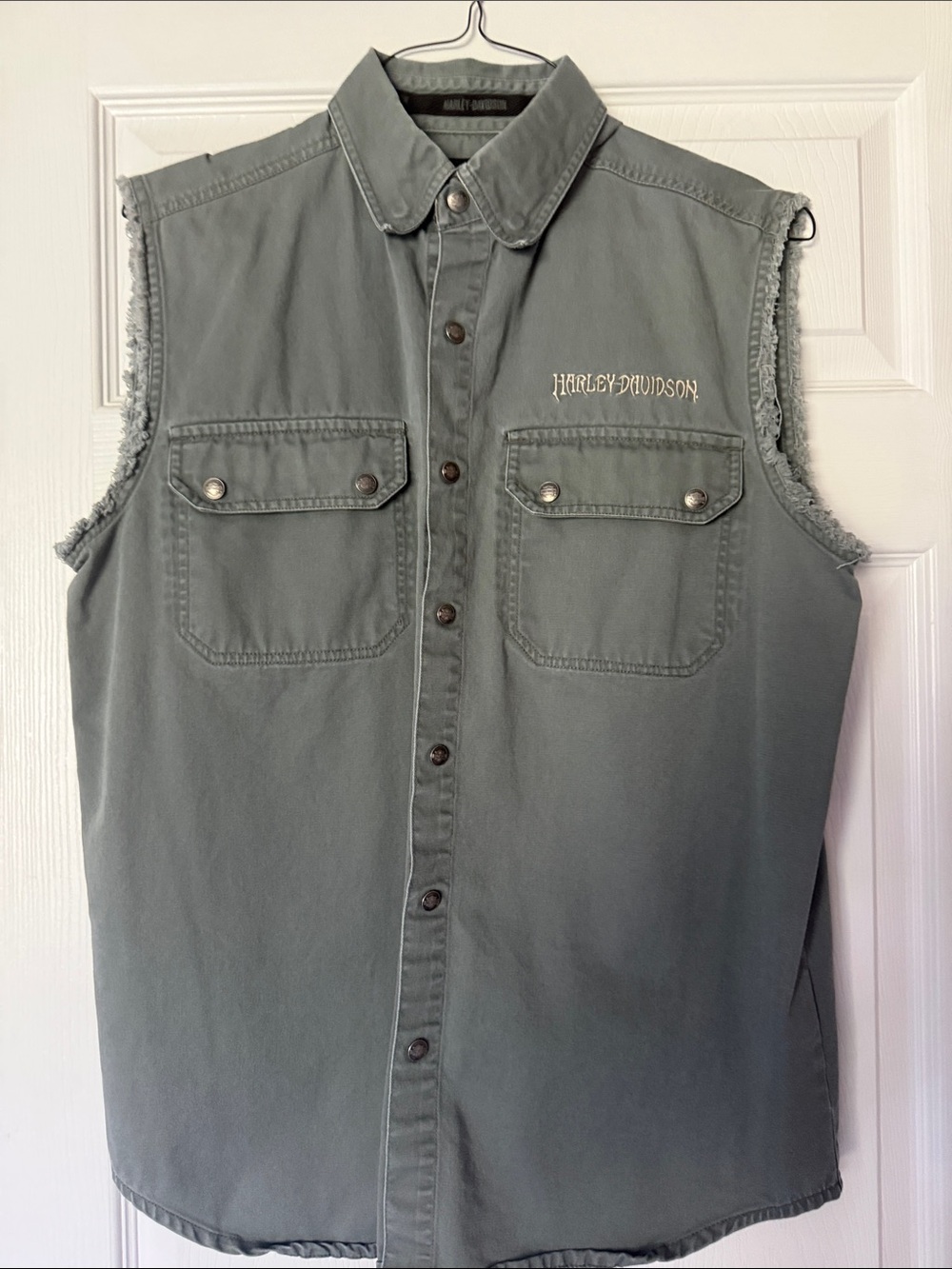 Harley-Davidson Sleeveless Button-Up Shirt - Sage Green